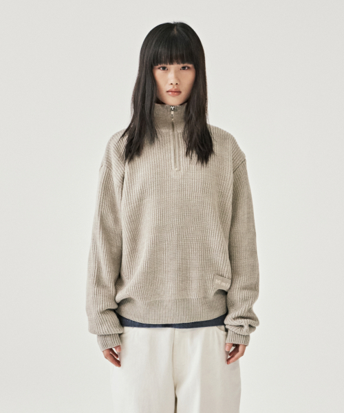 MMLG(エムエムエルジー)の「HEATHER HALF ZIPUP KNIT (GREY)(ニット/セーター・レディース・その他・SMALL/MEDIUM/LARGE/X-LARGE)」の1枚目の写真