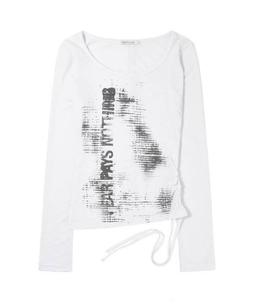 FANCY CLUB（ファンシークラブ）の「【FANCY CLUB】SIDE CORSET LONG SLEEVE / 【ファンシークラブ】サイドコルセットリボン長袖Ｔシャツ（Tシャツ/カットソー・レディース・ブラック/ホワイト・ONE SIZE）」の22枚目の写真