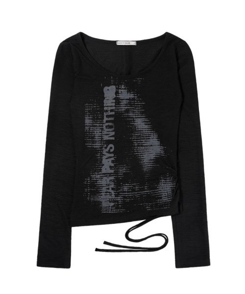 FANCY CLUB（ファンシークラブ）の「【FANCY CLUB】SIDE CORSET LONG SLEEVE / 【ファンシークラブ】サイドコルセットリボン長袖Ｔシャツ（Tシャツ/カットソー・レディース・ブラック/ホワイト・ONE SIZE）」の9枚目の写真