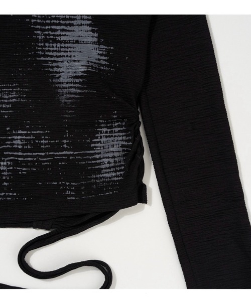 FANCY CLUB（ファンシークラブ）の「【FANCY CLUB】SIDE CORSET LONG SLEEVE / 【ファンシークラブ】サイドコルセットリボン長袖Ｔシャツ（Tシャツ/カットソー・レディース・ブラック/ホワイト・ONE SIZE）」の4枚目の写真