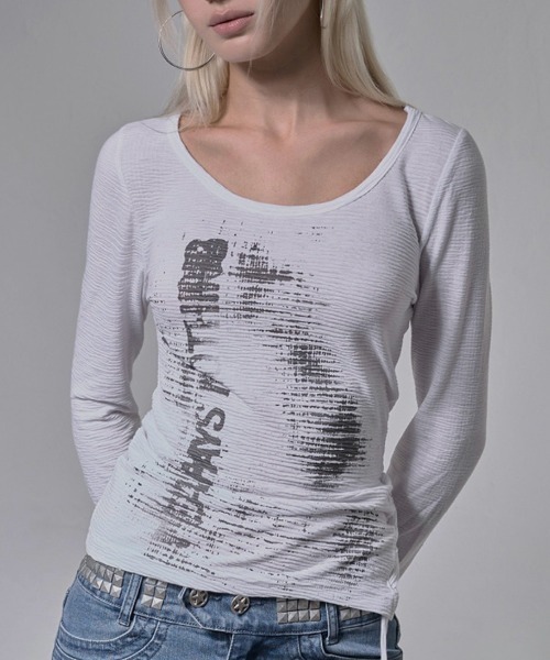 FANCY CLUB（ファンシークラブ）の「【FANCY CLUB】SIDE CORSET LONG SLEEVE / 【ファンシークラブ】サイドコルセットリボン長袖Ｔシャツ（Tシャツ/カットソー・レディース・ブラック/ホワイト・ONE SIZE）」の18枚目の写真