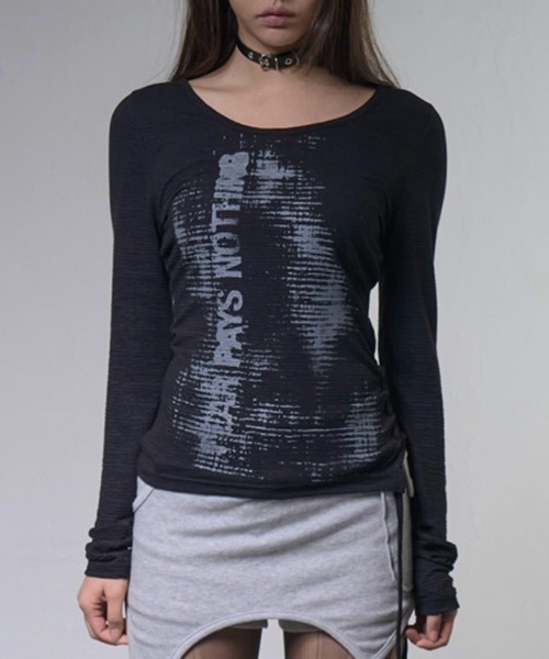 FANCY CLUB（ファンシークラブ）の「【FANCY CLUB】SIDE CORSET LONG SLEEVE / 【ファンシークラブ】サイドコルセットリボン長袖Ｔシャツ（Tシャツ/カットソー・レディース・ブラック/ホワイト・ONE SIZE）」の11枚目の写真