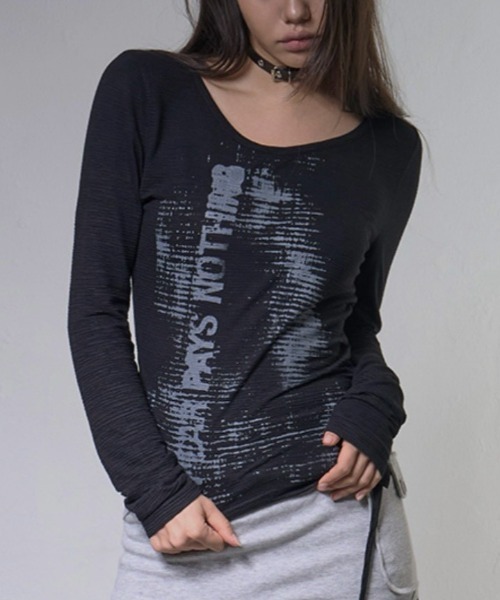 FANCY CLUB（ファンシークラブ）の「【FANCY CLUB】SIDE CORSET LONG SLEEVE / 【ファンシークラブ】サイドコルセットリボン長袖Ｔシャツ（Tシャツ/カットソー・レディース・ブラック/ホワイト・ONE SIZE）」の16枚目の写真