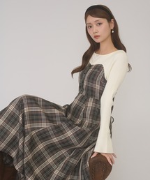 Ambre Neige（アンブルネージュ）の「knit docking lace up dress / ニットドッキングレースアップワンピース（ワンピース）」