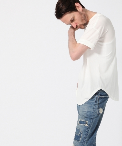 HARE（ハレ）の「モダールラウンドロングカットソー(HARE)（Tシャツ/カットソー・メンズ・ネイビー/オフホワイト/グレー・SMALL/LARGE/MEDIUM）」の2枚目の写真