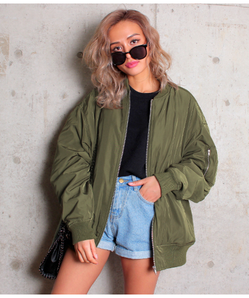 ANAP（アナップ）の「BIG MA-1（MA-1・レディース・カーキ/ブラック・FREE）」の9枚目の写真