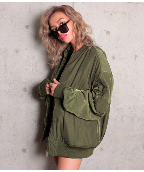 ANAP（アナップ）の「BIG MA-1（MA-1・レディース・カーキ/ブラック・FREE）」の12枚目の写真