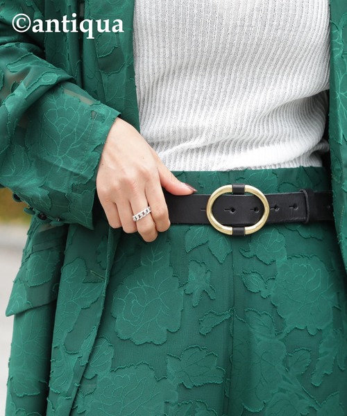 antiqua（アンティカ）の「丸バックルデザイン本革ベルト（ベルト・レディース・ブラウン/キャメル/ブラック・FREE）」の4枚目の写真