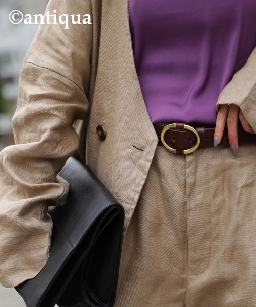 antiqua（アンティカ）の「丸バックルデザイン本革ベルト（ベルト・レディース・ブラウン/キャメル/ブラック・FREE）」の11枚目の写真