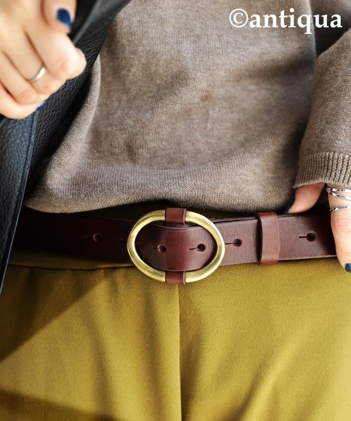 antiqua（アンティカ）の「丸バックルデザイン本革ベルト（ベルト・レディース・ブラウン/キャメル/ブラック・FREE）」の9枚目の写真