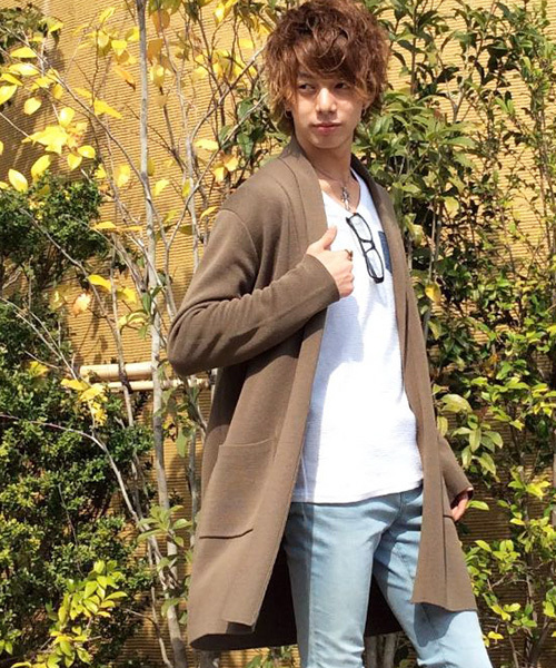 VENCEEXCHANGE（ヴァンスエクスチェンジ）の「麻タッチアクリルコーディガン          （カーディガン/ボレロ・メンズ・ダークグリーン/ブラック・LARGE/MEDIUM）」の2枚目の写真