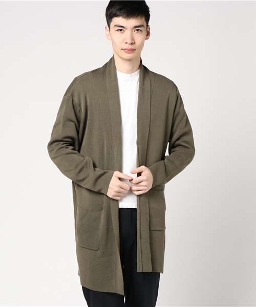 VENCEEXCHANGE（ヴァンスエクスチェンジ）の「麻タッチアクリルコーディガン          （カーディガン/ボレロ・メンズ・ダークグリーン/ブラック・LARGE/MEDIUM）」の11枚目の写真