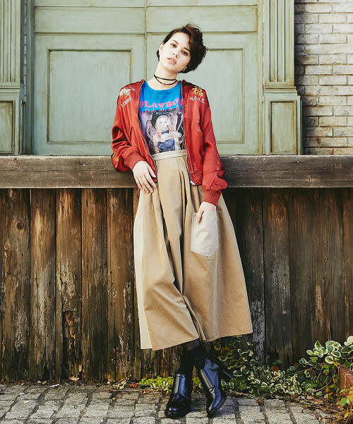 HYSTERIC GLAMOUR(ヒステリックグラマー)の「PARADISE刺繍 スカジャン(スカジャン・レディース・シルバー/ボルドー/ブラック・SMALL/MEDIUM)」の7枚目の写真