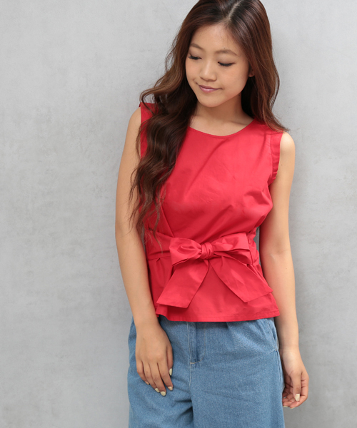 COLONY 2139(コロニートゥーワンスリーナイン)の「タイプライターウエストリボンブラウス(シャツ/ブラウス・レディース・イエロー/カーキ/レッド/オフホワイト/ネイビー・FREE)」の5枚目の写真