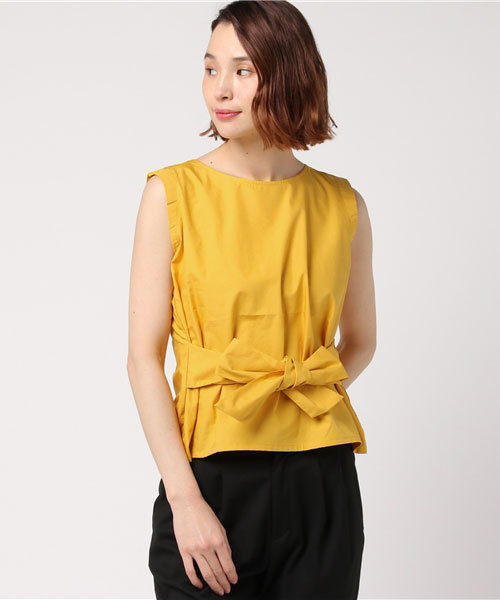 COLONY 2139(コロニートゥーワンスリーナイン)の「タイプライターウエストリボンブラウス(シャツ/ブラウス・レディース・イエロー/カーキ/レッド/オフホワイト/ネイビー・FREE)」の6枚目の写真