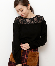 RAY CASSIN | レース切替カシミヤタッチニットプルオーバー(ニット/セーター)