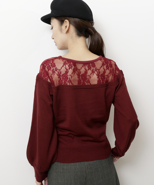 RAY CASSIN（レイカズン）の「レース切替カシミヤタッチニットプルオーバー（ニット/セーター・レディース・ブラック/オフホワイト/マスタード/ワイン・FREE）」の13枚目の写真