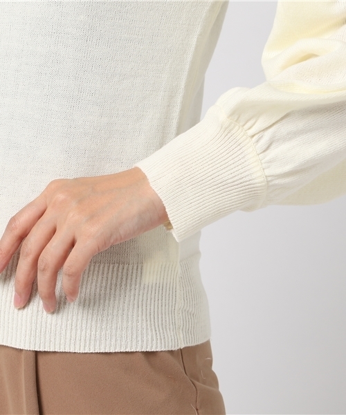 RAY CASSIN（レイカズン）の「レース切替カシミヤタッチニットプルオーバー（ニット/セーター・レディース・ブラック/オフホワイト/マスタード/ワイン・FREE）」の6枚目の写真