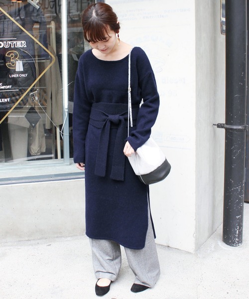Slobe Iena スローブイエナ の Web限定 サッシュベルト付きロングニットワンピース ワンピース Wear