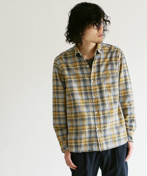 quadro(クオドロ)の「先染綿ローンチェックレギュラーシャツ(シャツ/ブラウス・メンズ・イエロー・SMALL/MEDIUM/LARGE)」の1枚目の写真