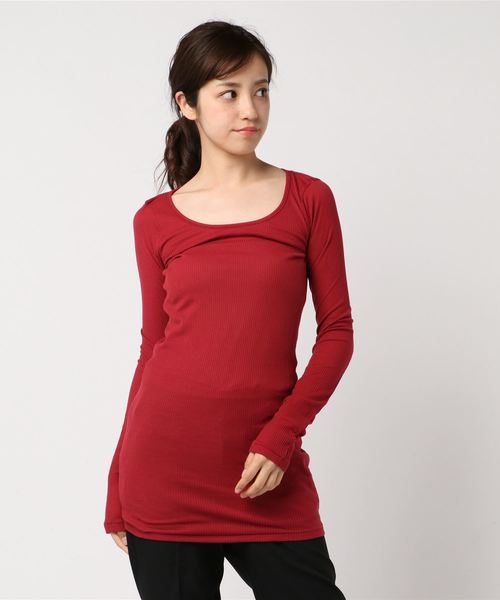 RNA-N（アールエヌエーエヌ）の「L6436 ８０／２リブロング丈ロンＴ（Tシャツ/カットソー・レディース・ネイビー/ベージュ/パープル/グリーン系その他/グリーン/ブルー/ダークネイビー/ライトパープル/スカイブルー/オレンジ/コーラル/杢グレー/ブラック/ライトブルー/ダークオリーブ/シャーベット/エンジ/オフホワイト/ベビーピンク/ライトイエロー・MEDIUM）」の17枚目の写真