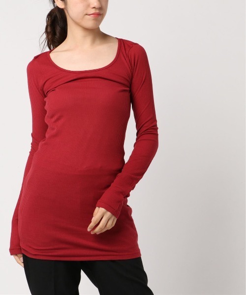 RNA-N(アールエヌエーエヌ)の「L6436 80/2リブロング丈ロンT(Tシャツ/カットソー・レディース・ネイビー/ベージュ/パープル/グリーン系その他/グリーン/ブルー/ダークネイビー/ライトパープル/スカイブルー/オレンジ/コーラル/杢グレー/ブラック/ライトブルー/ダークオリーブ/シャーベット/エンジ/オフホワイト/ベビーピンク/ライトイエロー・MEDIUM)」の17枚目の写真