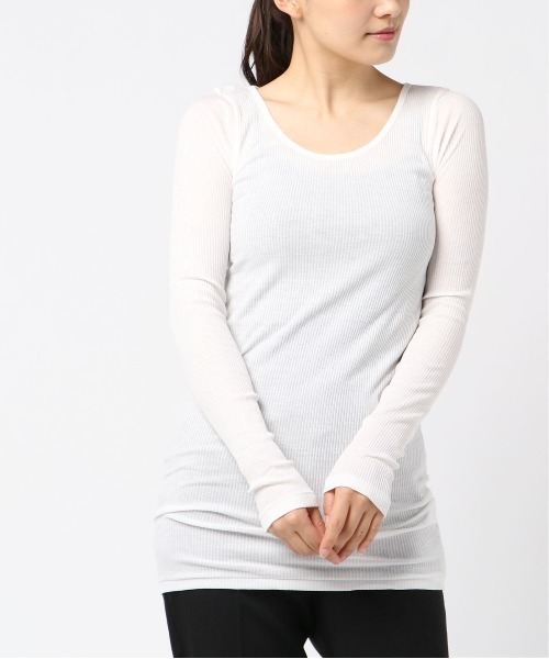 RNA-N(アールエヌエーエヌ)の「L6436 80/2リブロング丈ロンT(Tシャツ/カットソー・レディース・ネイビー/ベージュ/パープル/グリーン系その他/グリーン/ブルー/ダークネイビー/ライトパープル/スカイブルー/オレンジ/コーラル/杢グレー/ブラック/ライトブルー/ダークオリーブ/シャーベット/エンジ/オフホワイト/ベビーピンク/ライトイエロー・MEDIUM)」の1枚目の写真