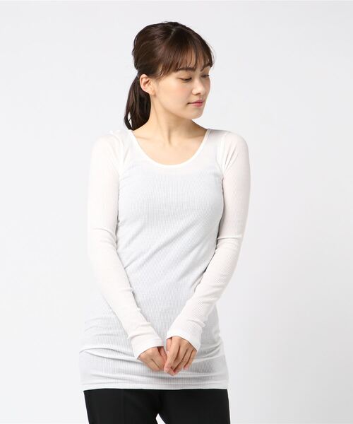 RNA-N(アールエヌエーエヌ)の「L6436 80/2リブロング丈ロンT(Tシャツ/カットソー・レディース・ネイビー/ベージュ/パープル/グリーン系その他/グリーン/ブルー/ダークネイビー/ライトパープル/スカイブルー/オレンジ/コーラル/杢グレー/ブラック/ライトブルー/ダークオリーブ/シャーベット/エンジ/オフホワイト/ベビーピンク/ライトイエロー・MEDIUM)」の21枚目の写真