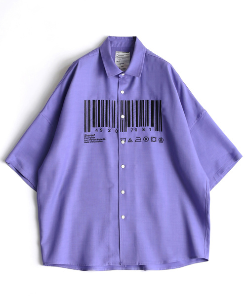 SHAREEF（シャリーフ）の「”BARCORD” EMB. S/S BIG SHIRTS（シャツ/ブラウス・メンズ・ホワイト/ブラック/ラベンダー・1/2/3）」の6枚目の写真