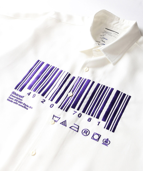 SHAREEF（シャリーフ）の「”BARCORD” EMB. S/S BIG SHIRTS（シャツ/ブラウス・メンズ・ホワイト/ブラック/ラベンダー・1/2/3）」の12枚目の写真