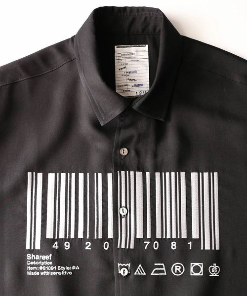 SHAREEF（シャリーフ）の「”BARCORD” EMB. S/S BIG SHIRTS（シャツ/ブラウス・メンズ・ホワイト/ブラック/ラベンダー・1/2/3）」の14枚目の写真