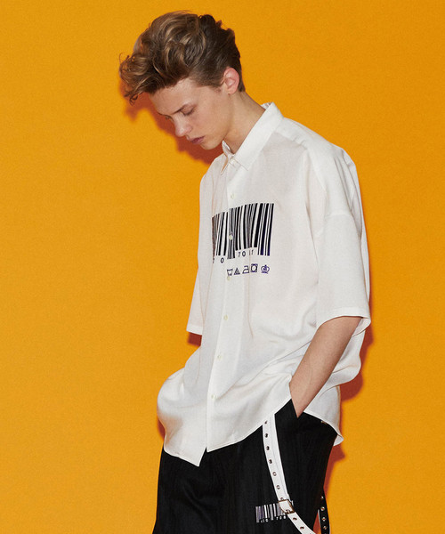 SHAREEF（シャリーフ）の「”BARCORD” EMB. S/S BIG SHIRTS（シャツ/ブラウス・メンズ・ホワイト/ブラック/ラベンダー・1/2/3）」の11枚目の写真