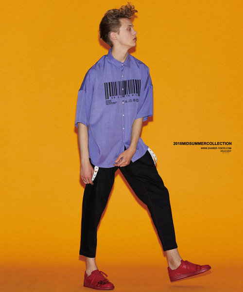 SHAREEF（シャリーフ）の「”BARCORD” EMB. S/S BIG SHIRTS（シャツ/ブラウス・メンズ・ホワイト/ブラック/ラベンダー・1/2/3）」の8枚目の写真