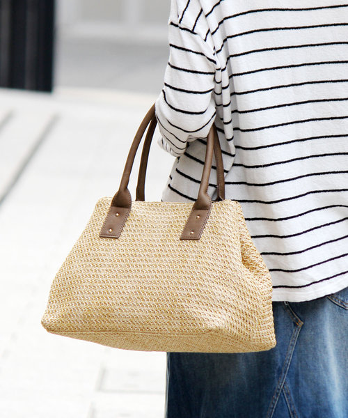 VitaFelice（ヴィータフェリーチェ）の「スクエアカゴバッグ/トートバッグ（かごバッグ・レディース・ブラック/ブラウン/アイボリー/ナチュラル・FREE）」の4枚目の写真