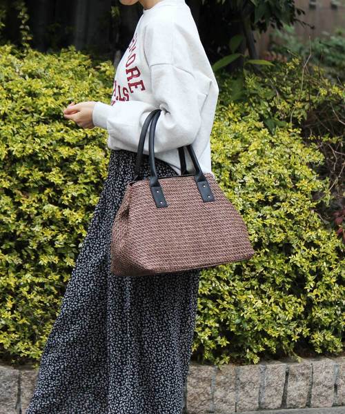 VitaFelice（ヴィータフェリーチェ）の「スクエアカゴバッグ/トートバッグ（かごバッグ・レディース・ブラック/ブラウン/アイボリー/ナチュラル・FREE）」の21枚目の写真