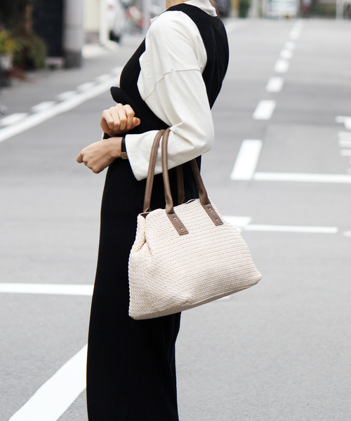 VitaFelice（ヴィータフェリーチェ）の「スクエアカゴバッグ/トートバッグ（かごバッグ・レディース・ブラック/ブラウン/アイボリー/ナチュラル・FREE）」の19枚目の写真