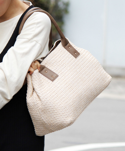 VitaFelice（ヴィータフェリーチェ）の「スクエアカゴバッグ/トートバッグ（かごバッグ・レディース・ブラック/ブラウン/アイボリー/ナチュラル・FREE）」の18枚目の写真