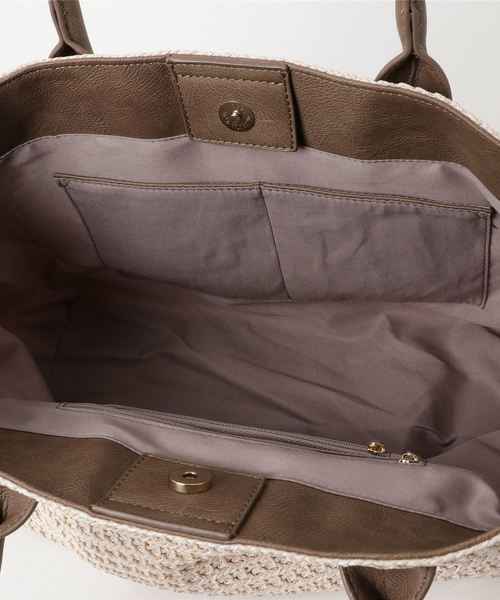 VitaFelice（ヴィータフェリーチェ）の「スクエアカゴバッグ/トートバッグ（かごバッグ・レディース・ブラック/ブラウン/アイボリー/ナチュラル・FREE）」の7枚目の写真