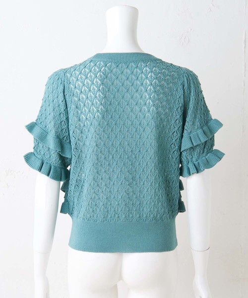 one after another NICE CLAUP（ワンアフターアナザーナイスクラップ）の「すかしフリルニット（ニット/セーター・レディース・ブラウン/グリーン/アイボリー・FREE）」の10枚目の写真