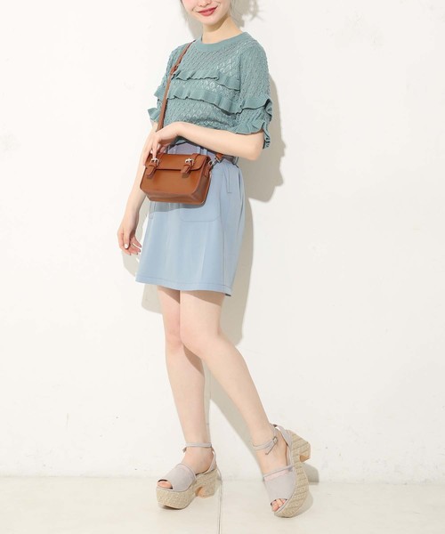 one after another NICE CLAUP（ワンアフターアナザーナイスクラップ）の「すかしフリルニット（ニット/セーター・レディース・ブラウン/グリーン/アイボリー・FREE）」の13枚目の写真