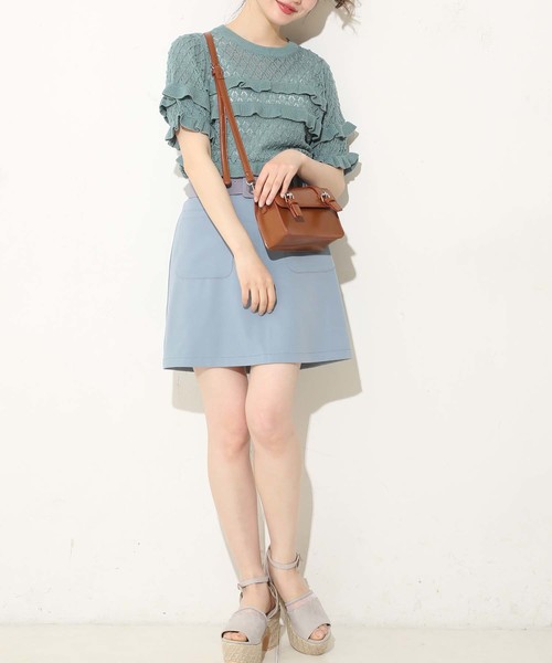 one after another NICE CLAUP（ワンアフターアナザーナイスクラップ）の「すかしフリルニット（ニット/セーター・レディース・ブラウン/グリーン/アイボリー・FREE）」の12枚目の写真