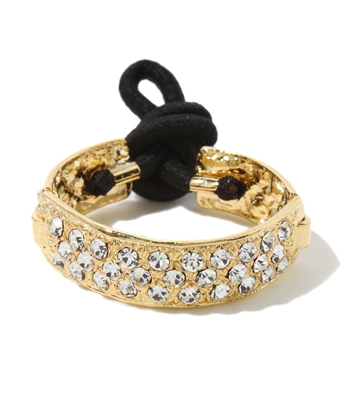 AZUL by moussy（アズールバイマウジー）の「ラインストーンナローカバーヘアゴム（ヘアゴム・レディース・ライトブラック/ゴールド/シルバー・FREE）」の5枚目の写真