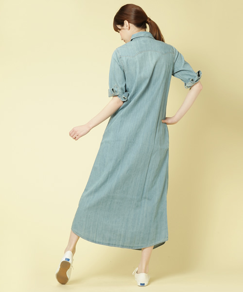 Lee（リー）の「[Lee(リー）] デニムマキシワンピース（ワンピース・レディース・ネイビー/ライトブルー・SMALL/MEDIUM）」の5枚目の写真