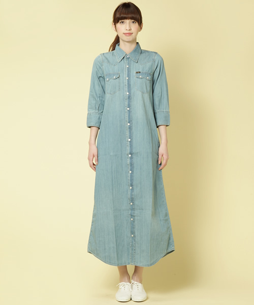 Lee（リー）の「[Lee(リー）] デニムマキシワンピース（ワンピース・レディース・ネイビー/ライトブルー・SMALL/MEDIUM）」の15枚目の写真