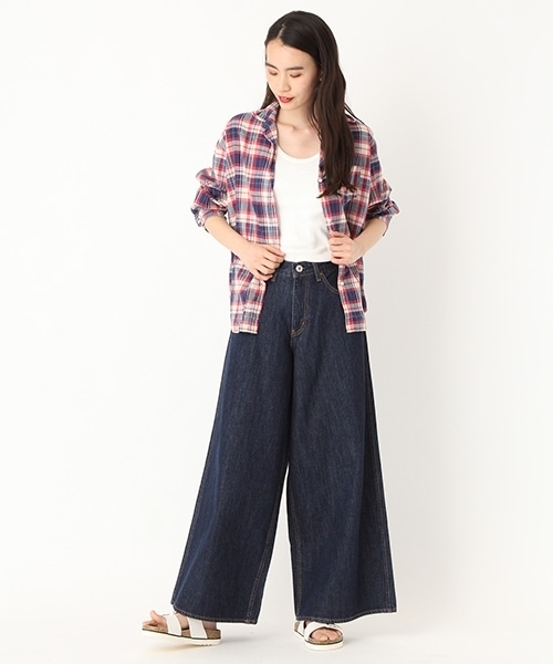 niko and...(ニコアンド)の「コットンリネンマドラスチェックシャツ(シャツ/ブラウス・レディース・パープル/ブルー/グリーン/オレンジ・LARGE/MEDIUM)」の6枚目の写真