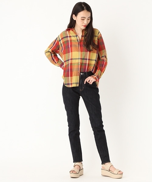 niko and...(ニコアンド)の「コットンリネンマドラスチェックシャツ(シャツ/ブラウス・レディース・パープル/ブルー/グリーン/オレンジ・LARGE/MEDIUM)」の8枚目の写真