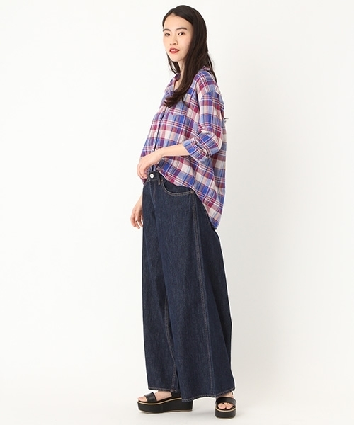 niko and...(ニコアンド)の「コットンリネンマドラスチェックシャツ(シャツ/ブラウス・レディース・パープル/ブルー/グリーン/オレンジ・LARGE/MEDIUM)」の9枚目の写真