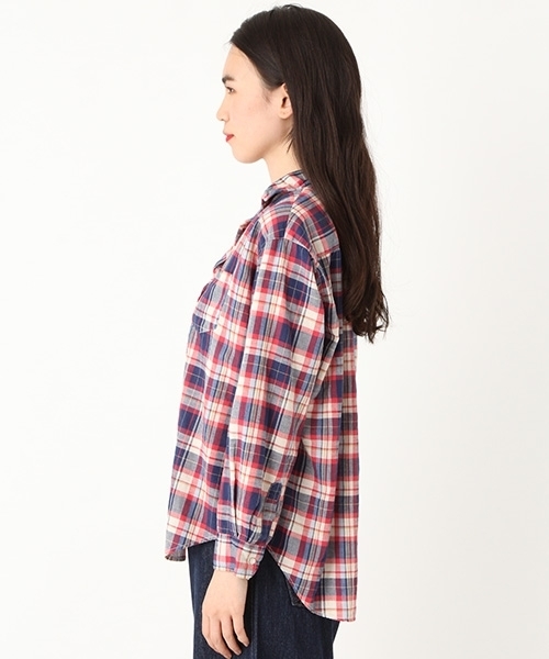 niko and...(ニコアンド)の「コットンリネンマドラスチェックシャツ(シャツ/ブラウス・レディース・パープル/ブルー/グリーン/オレンジ・LARGE/MEDIUM)」の11枚目の写真