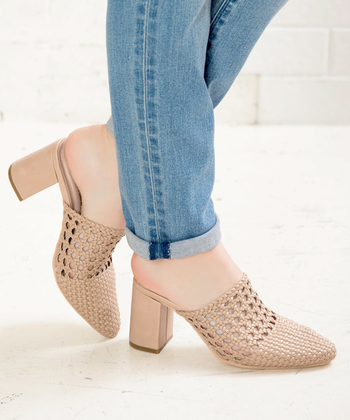 KOBE LETTUCE（コウベレタス）の「メッシュ編み太チャンキーヒールサボサンダル レディース シューズ ミュール スリッパサンダル[I1467]神戸レタス（サンダル・レディース・ホワイト/ベージュ/キャメル/ブラック・L/LL/M/S）」の3枚目の写真