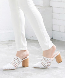 KOBE LETTUCE | メッシュ編み太チャンキーヒールサボサンダル レディース シューズ ミュール[I1467]神戸レタス(サンダル)